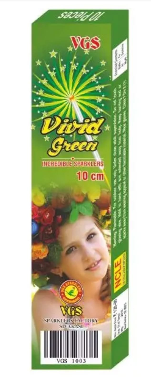10 CM GREEN SPARKLES